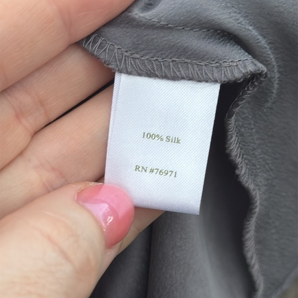 Garnet Hill Gray 100% Silk Soft Tiered Ruffle Sleeveless Slip Tank Dress size 8 - Picture 6 of 7